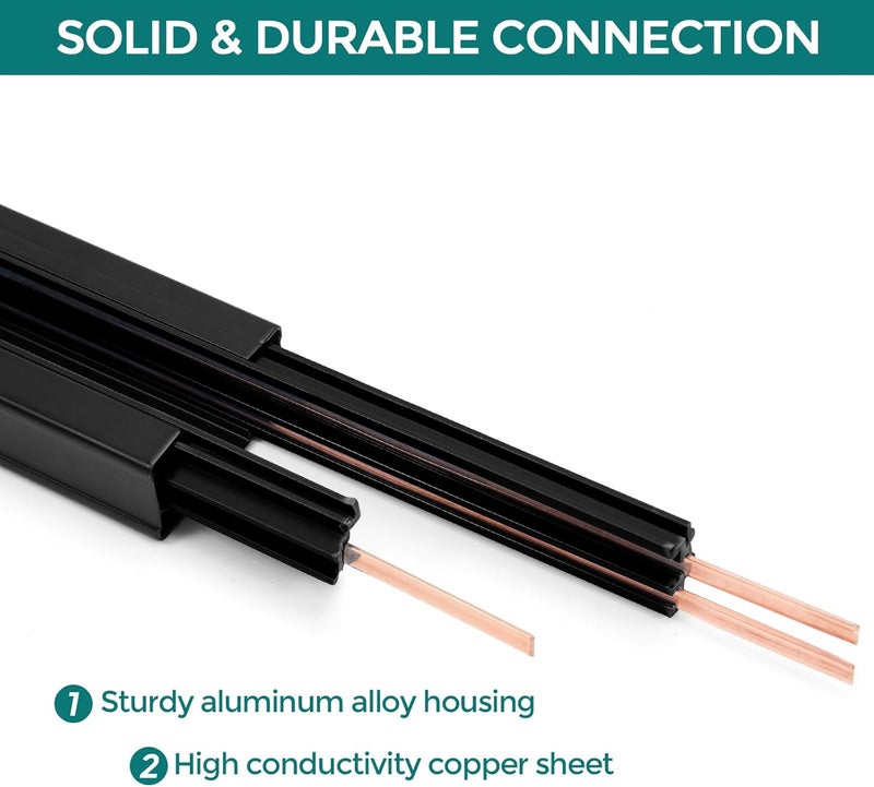iCreating H Track Lighting Rails Kit - 26ft Black Track Light Track 3 Wire with Floating Canopy Connector, I and L Connectors for Single Circuit H Type LED Track Lighting Heads Fixtures - Image 4